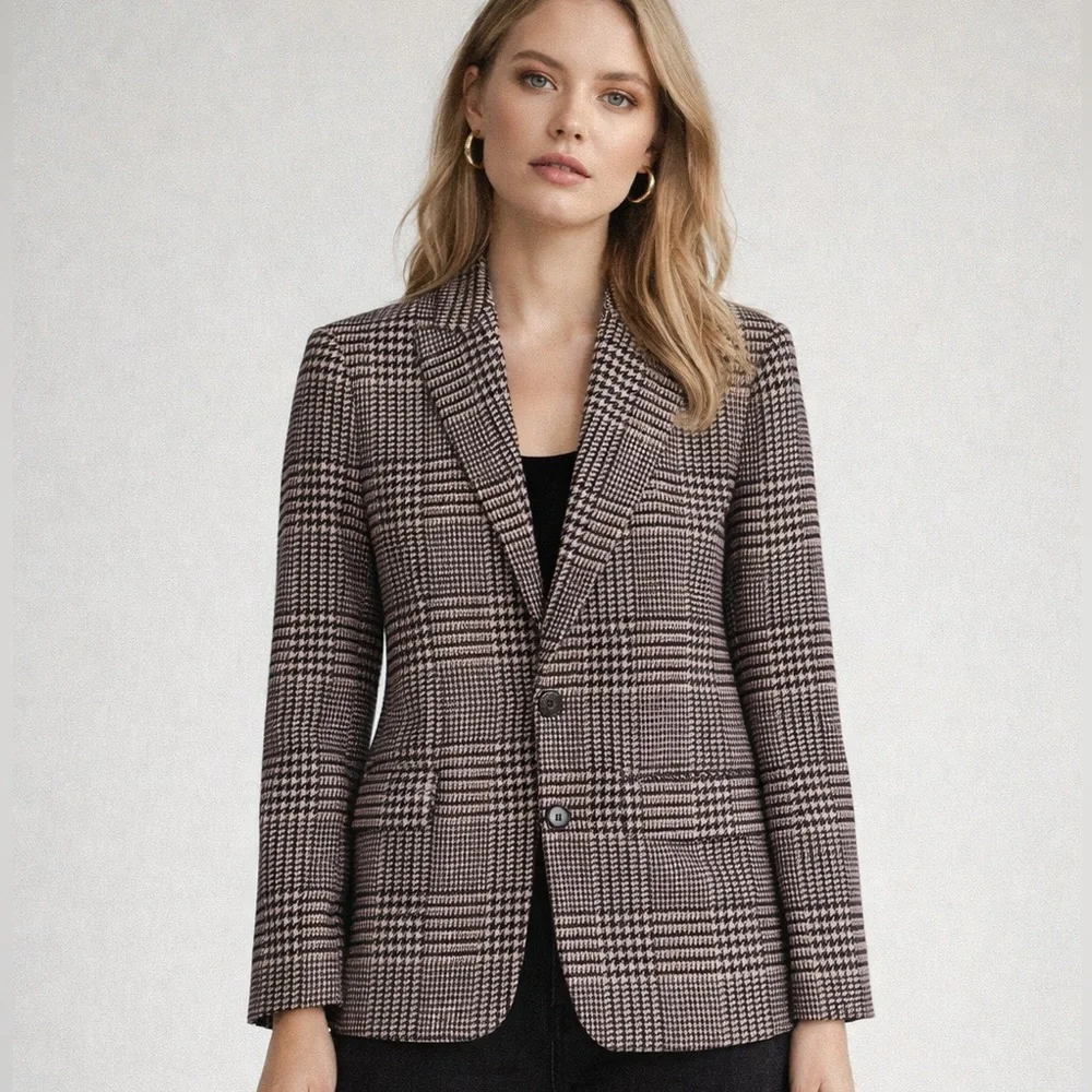 NWT J.Crew Boyfriend Blazer in houndstooth Italian wool‎ blend